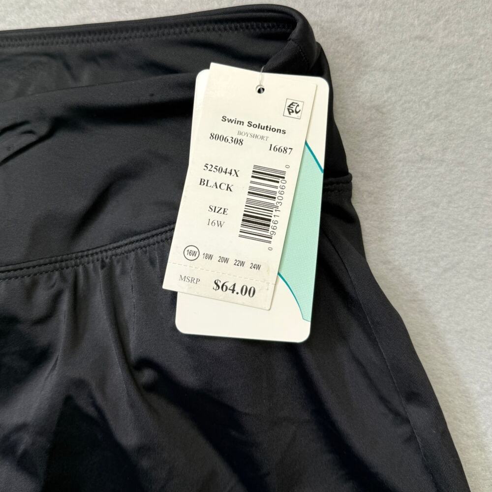Swim Solutions Pull-on Swim Shorts Black 16W MSRP $64 - Picture 9 of 14